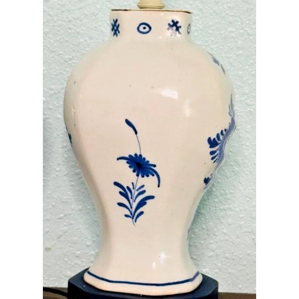 Mid-Century Modern Vintage Mid-Century Modern Delft Style Blue Table Lamps - a Pair For Sale - Image 3 of 6