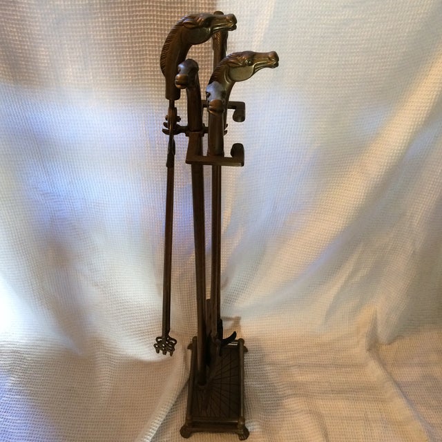Vintage Brass Horse Head Fireplace Tools Set of 5 Chairish