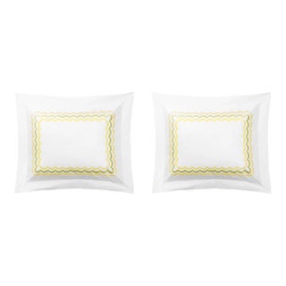 Celerie Kemble + Hamburg House Whimsical Lemon Scallop Standard Shams - Set of 2 For Sale