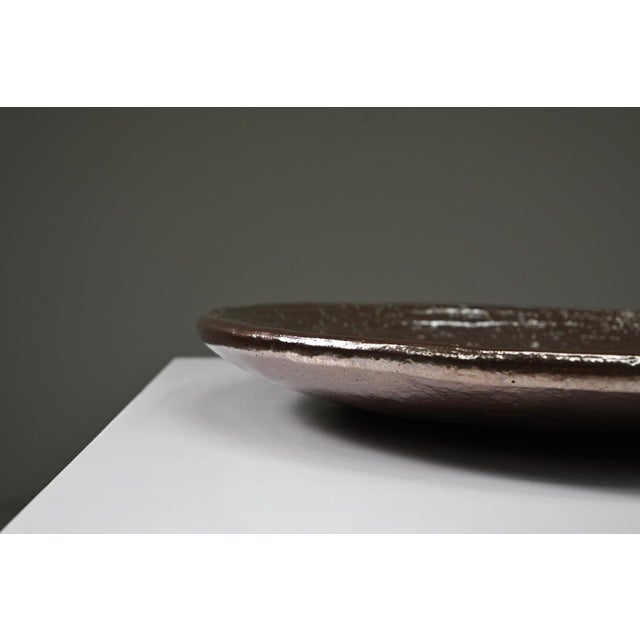 Large Handmade Metallic Glazed Ceramic Bowl, 1980s For Sale - Image 6 of 9