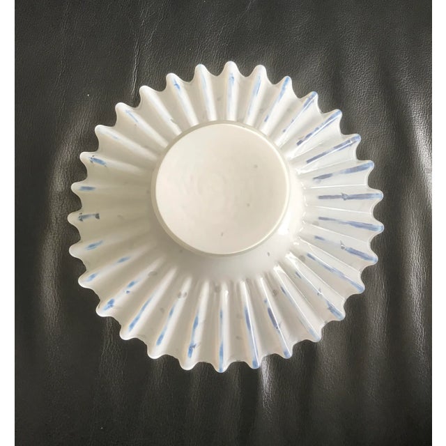 Contemporary Modern Translucent Studio White Milk Glass Scallopped Edge Bowl For Sale - Image 3 of 4