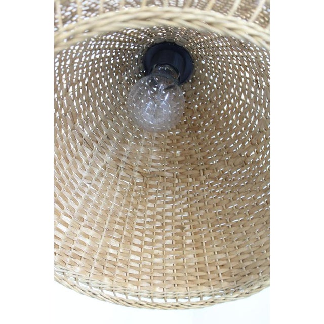 Brown Mid-Century Adjustable Wooden Wall Light with Rattan Shade, 1970s For Sale - Image 8 of 13