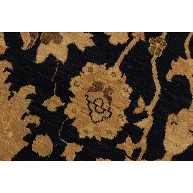 1980s Semi-Vintage Distressed Low-Pile Dark. Blue/Dark Gold Wool Rug - 10'3 X 13'5 For Sale In New York - Image 6 of 8
