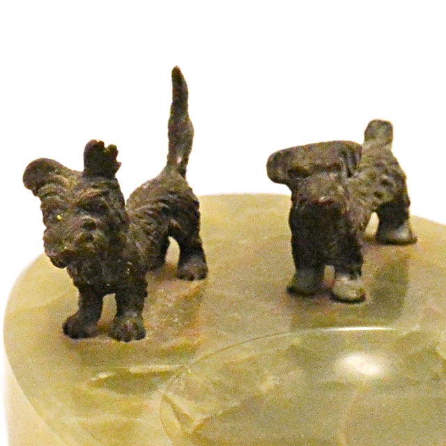 Art Deco Art Deco Green Onyx & Bronze Double Scottie Tray C. 1930 For Sale - Image 3 of 10