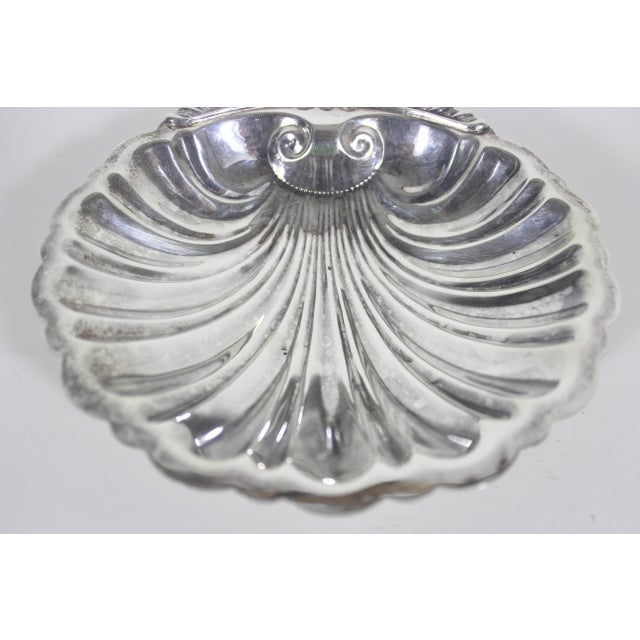 Silver Vintage Silver Clam Shell Bowl With Feet Sheffield Reproduction For Sale - Image 8 of 12