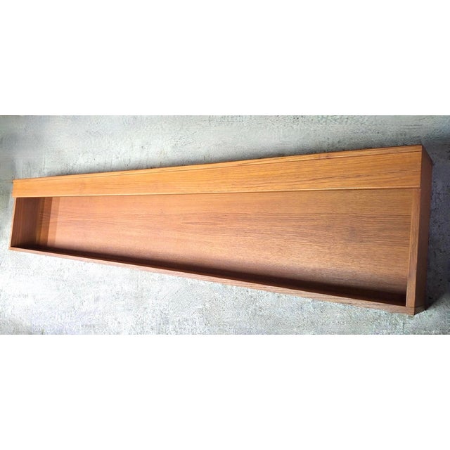 Long Danish Floating Teak Sideboard with Lights, 1960s For Sale - Image 12 of 12
