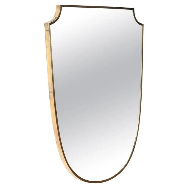 Large Italian Brass Shield-Shaped Mirror by Gio Ponti, 1950s For Sale - Image 13 of 13
