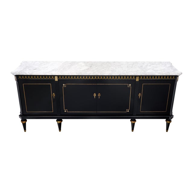 French Grande Louis XVI Ebonized Buffet, French Antique, Circa 1920 For Sale - Image 3 of 9