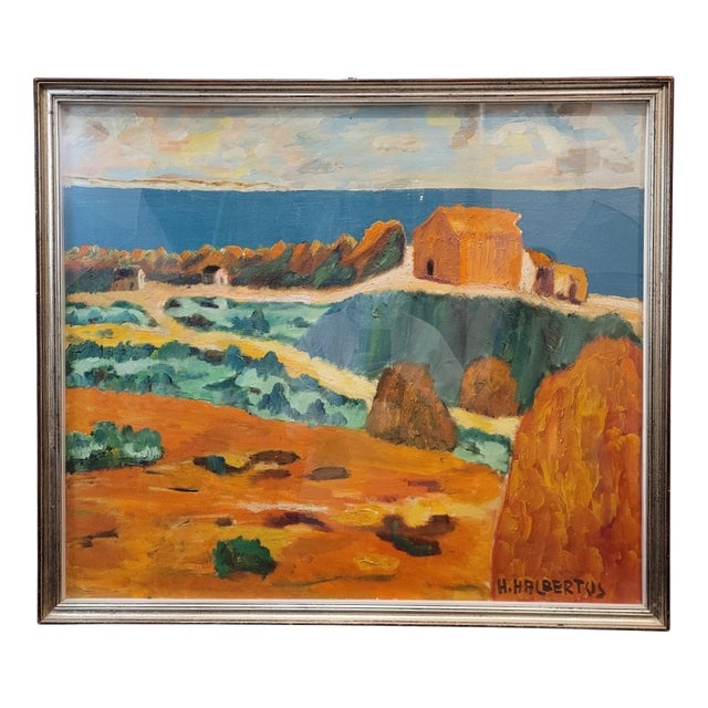 H. Halbertus, Mediterranean Landscape, 1950s, Oil Painting on Canvas, Framed For Sale