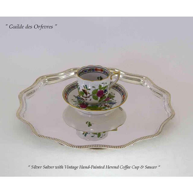1970’s Vintage/New Set of 2 Silverplate Scallopped Edge Salver, Gadroon Mount For Sale - Image 9 of 12