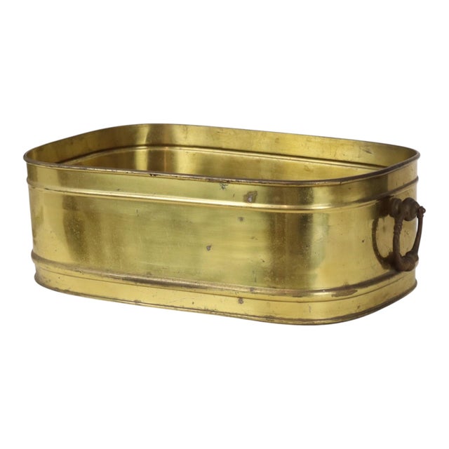 Large Vintage Oval Brass Planter For Sale - Image 6 of 16