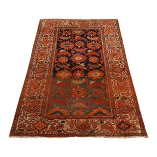 1910 4'x6'2" Midnight Blue Antique North West Persian Even Wear Wool Hand Knotted Rug For Sale