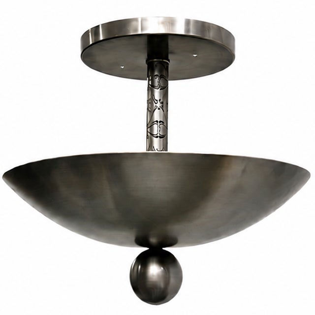 Handmade Brass Scalloped Ceiling Light, Mid-Century Art Deco Hanging Fixture For Sale - Image 11 of 12