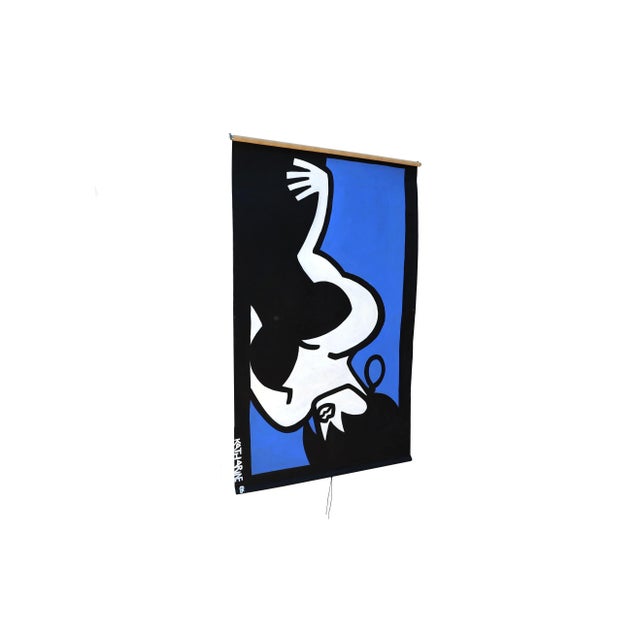 Super fun 1980's pop art, pull down roller shade painting for a window or to hang on a wall. This is an original, one of a...