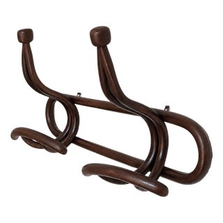 Italian Art Nouveau Walnut Wall Coat Rack For Sale