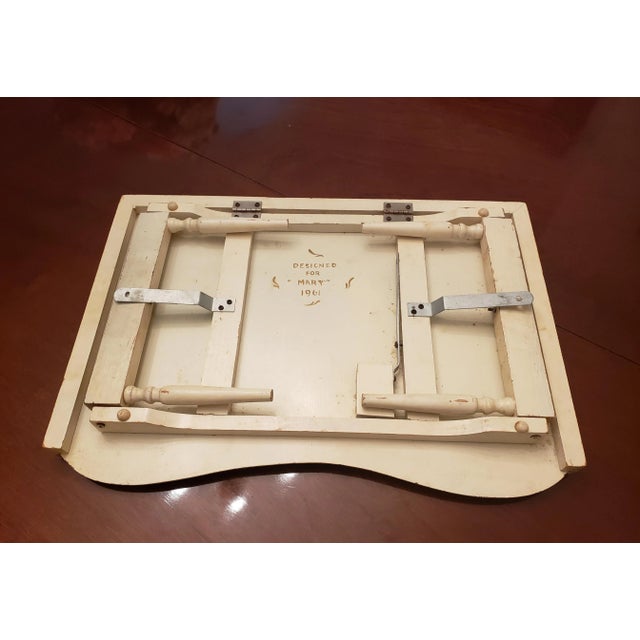 1961 Hand Painted Custom Victorian Folding Bed Tray Lap Tray For Sale - Image 9 of 12