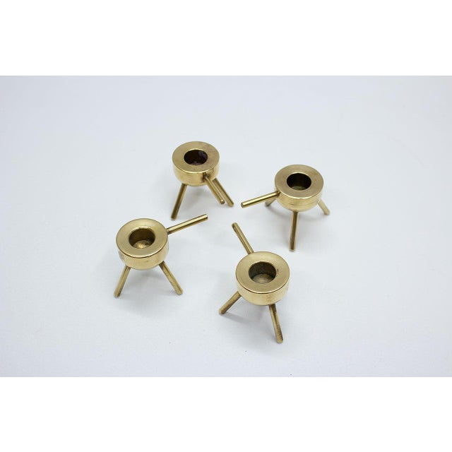 Mid-Century Swedish Brass Candlesticks, 1960s, Set of 4, in Good conditions. Designed 1950 to 1959