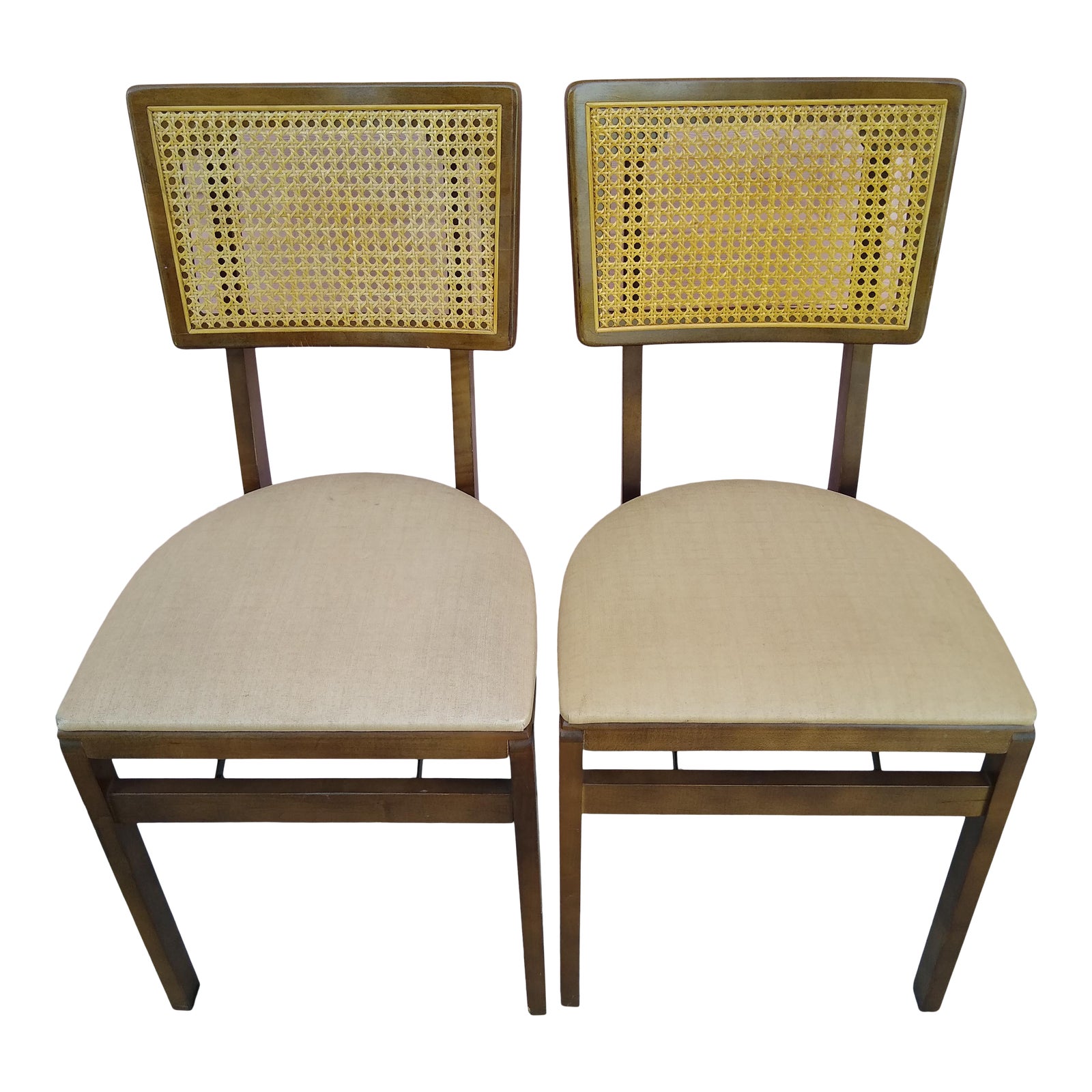 Stakmore Cane Back Folding Chairs a Pair Chairish