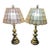 Vintage Brass Capiz Shell Lamp Set For Sale