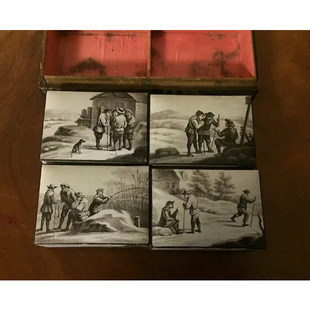 Antique 18th Century Belgian Grand Tour Lacquer Paint Decorated Wood Jewelry Trinket Box For Sale - Image 4 of 13