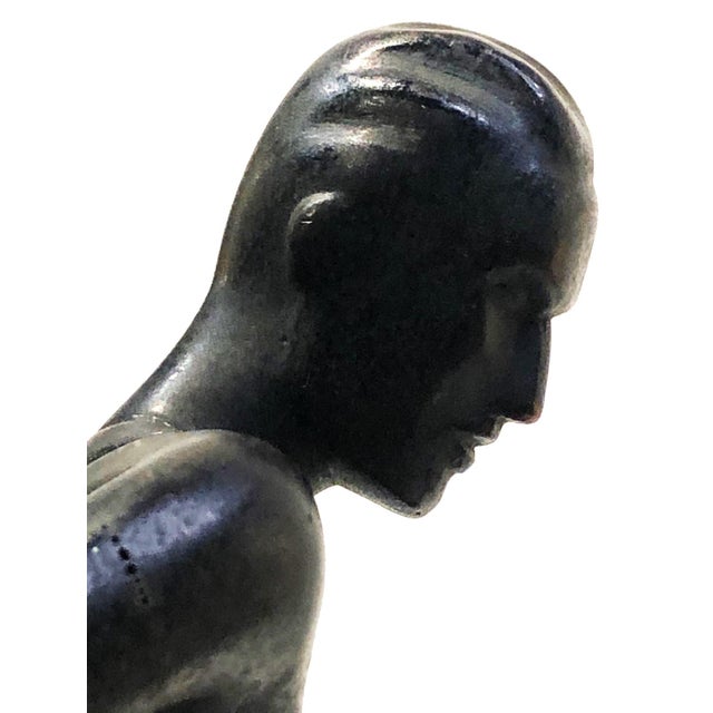 Soccer Player, German Art Deco Patinated Bronze Sculpture, ca. 1930’s For Sale - Image 4 of 12