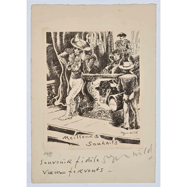 Souhaits is an Original Etching realized by Roger Wild in the 20th Century. Good conditions. Numbered. Edition, 34/99. The...
