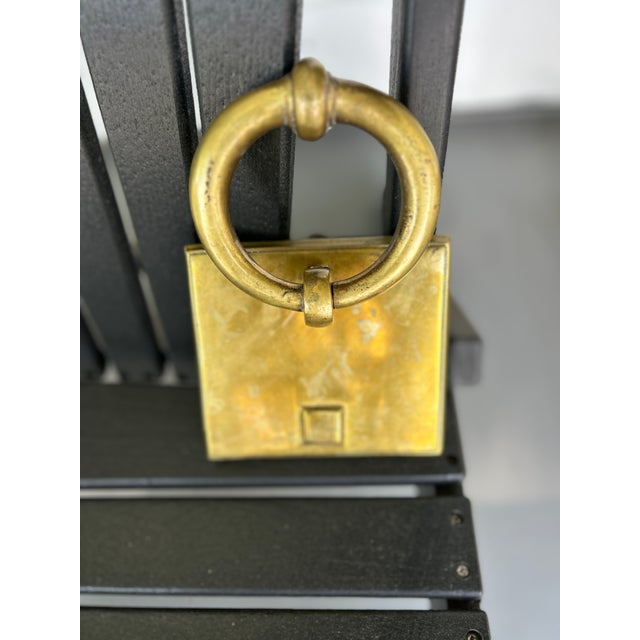 Vintage Solid Brass Ring Door Knocker With Square Backplate, Classic Architectural Hardware For Sale - Image 4 of 5