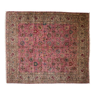 Vintage Tabriz Square Carpet - 12' X 13'8" For Sale