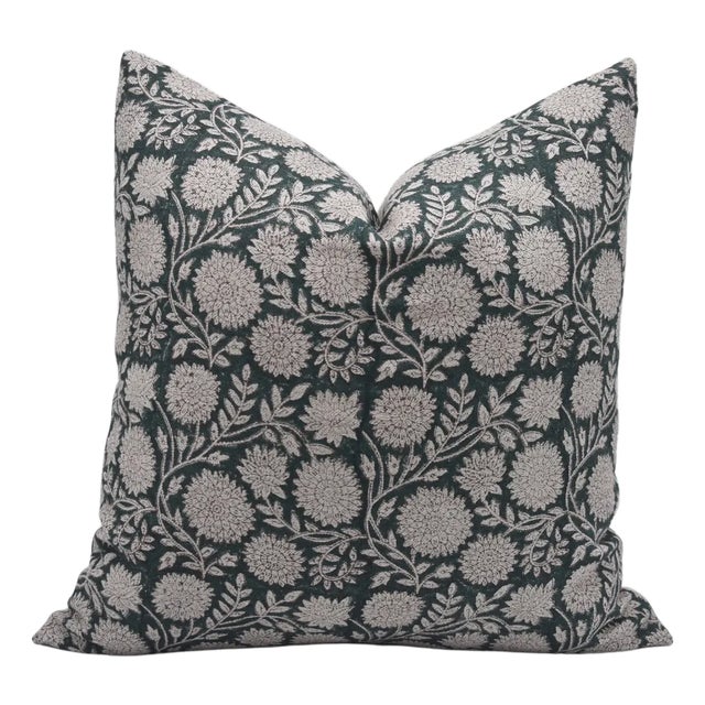 Fabdivine Handmade Block Print Decorative Cushion Cover Thick Linen 14x14 Inch Rajat For Sale