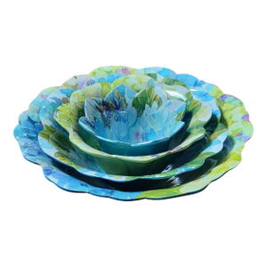 Vintage Shabby Chic Rachel Ashwell Hydrangea Flower Melamine Nesting Bowl Set -4pc