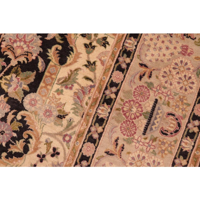 1990s Shabby Chic Medallion 1990's Pak-Persian Black/Taupe Wool Rug - 6'2'' X 9'2'' For Sale - Image 5 of 9