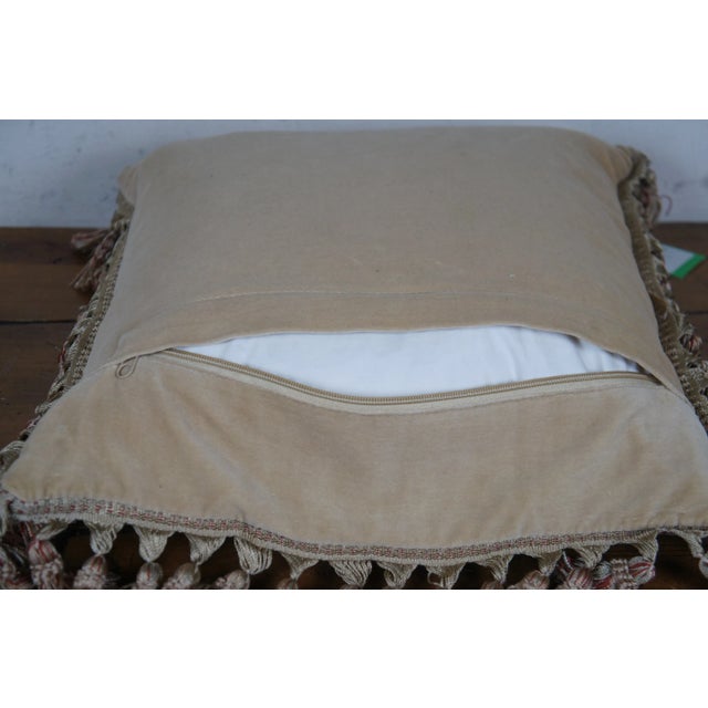 Mid 20th Century Mid 20th Century Down Filled Floral Rose Lily Daisy Needlepoint Tassel Lumbar Throw Pillow For Sale - Image 5 of 11