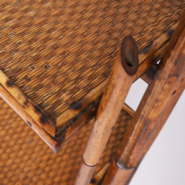 Antique English Three Tiered Burnt Bamboo Stand For Sale In West Palm - Image 6 of 8