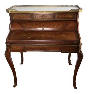 Rothschild Estate Louis XIV Inlaid Mahogany Writing Desk W/ Bronze Mounts
