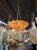 Modern Murano amber glass flush mount chandelier. Circa 200. The chandelier has been professionally rewired, comes with...