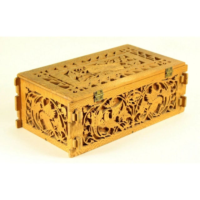 American Early 20th Century American Folk Art Carved Die-Cut Wood Deed Box For Sale - Image 3 of 11
