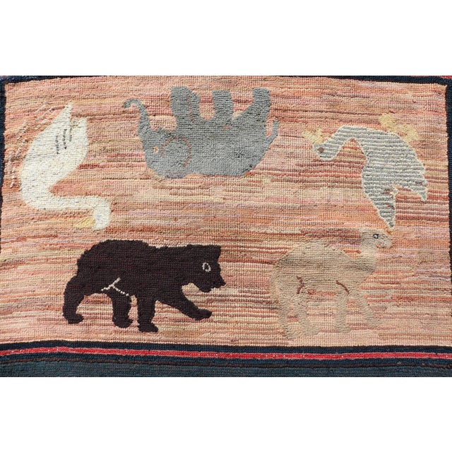 Antique American Hooked Rug With Storybook Figures & Whimsical Design 6'8 X 8'2 For Sale - Image 10 of 17