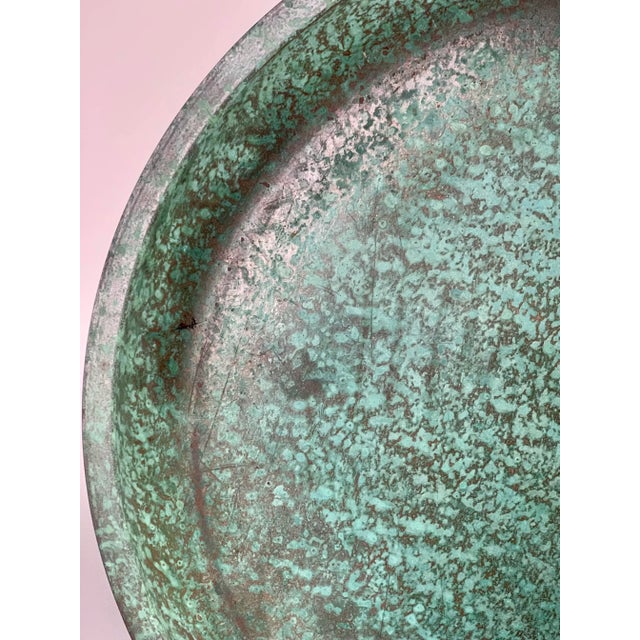 1920’s Art Deco Carl Sorensen Large Verdigris Green Bronze Charger, Signed For Sale - Image 10 of 12