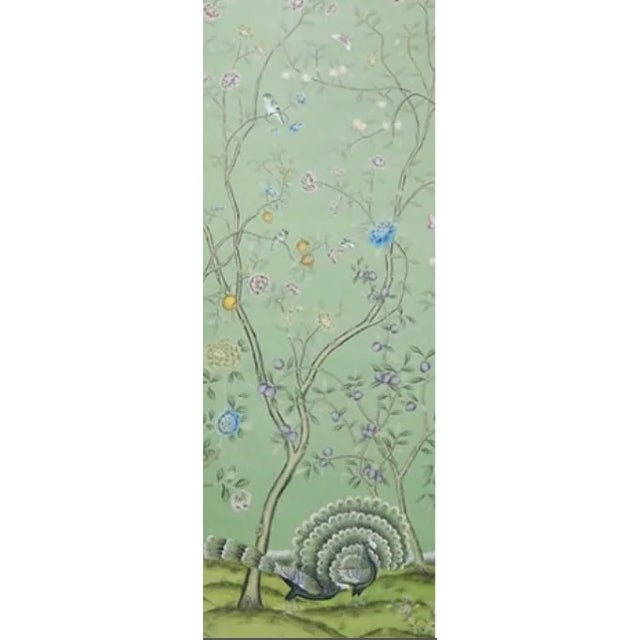 Emerald Green Chinoiserie Scenic Wallpaper - Set of 10 For Sale - Image 6 of 13