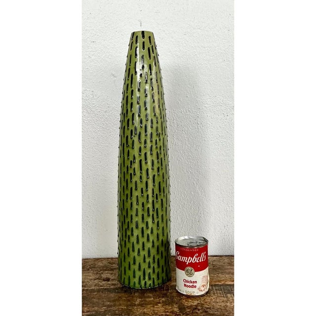 Vintage Green Textured Ceramic Vase For Sale - Image 11 of 12