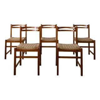 Vintage Italian Rustic Modern Dining Chairs from Snaidero, 1970s, Set of 5 For Sale