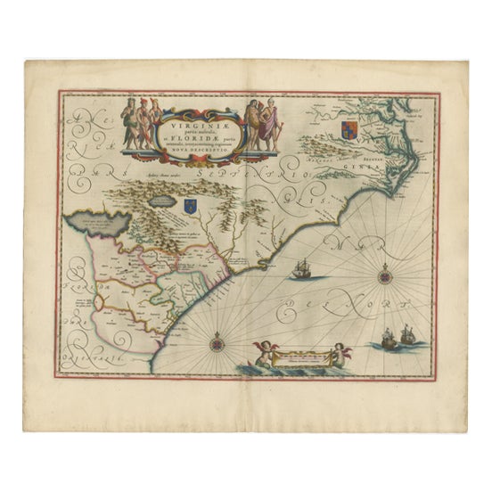 Virginia and Florida Map from Blaeu, 1642 For Sale