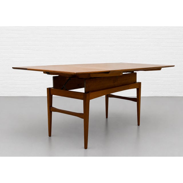 Brown Mid Century Modern Danish Convertible Coffee Table - Desk - Dining Table – Vintage Space Saving Furniture, C. 1960's For Sale - Image 8 of 12