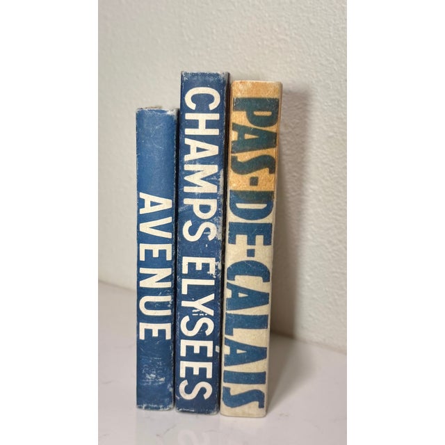 E. Lawrence, Ltd. Blue French Travel Decorative Books, Set of 3 For Sale In Palm Springs - Image 6 of 8