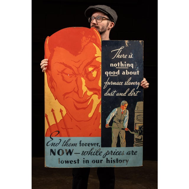 c. 1930s; (likely) Williams Oil-O-Matic Heating Corp. - Bloomington, IL Vintage cardboard litho standee advertising the...