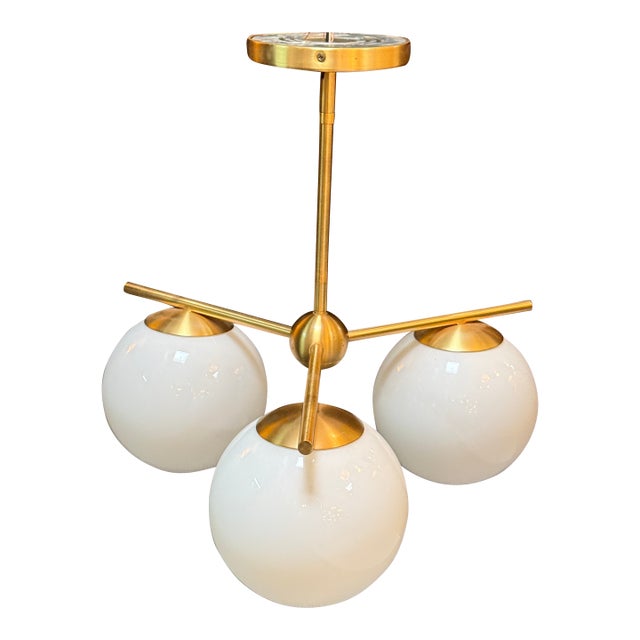 West Elm Sphere & Stem 3 Light Chandelier For Sale