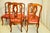 Lovely set of 5 five side dining room chairs made of beechwood that are being sold in as is condition featuring an ornate...
