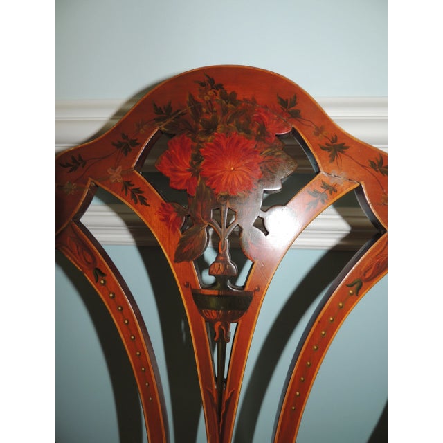 Wood Early 20th Century Antique Adam Style Painted Shield Back Armchairs - Set of 2 For Sale - Image 7 of 12