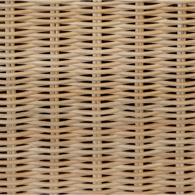 Worlds Away Matthew Izzo Home - Ingrid Rattan One Drawer Round Scalloped Base Side Table With Glass Top For Sale - Image 4 of 5