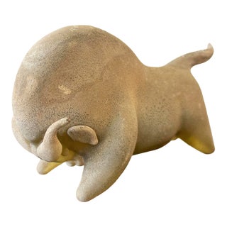 Mid Century Modern Murano Venetian Glass Scavo Glass Bull by Alfredo Barbini Italy For Sale